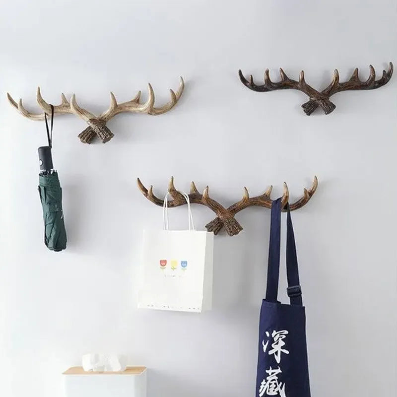 Antler-Shaped Wall Hanger with Rustic Design for Jackets and Accessories