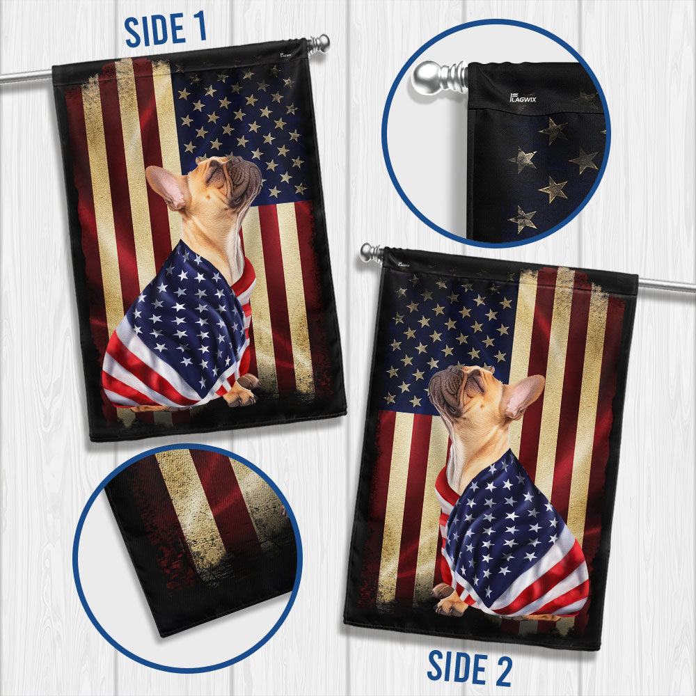 French Bulldog American Flag Banner - Patriotic Canvas Flag for Indoor/Outdoor Use