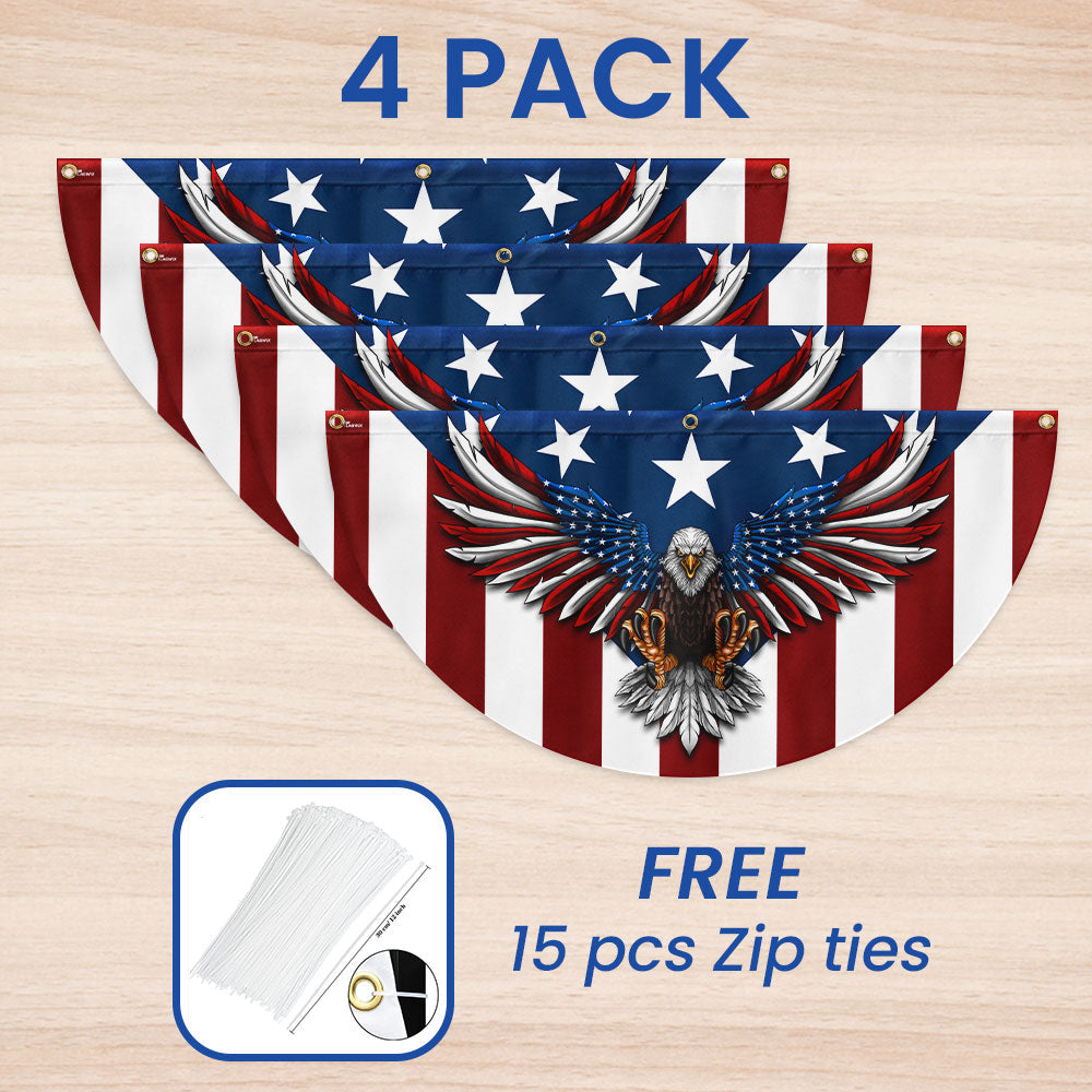 Patriotic Eagle Non-Pleated Fan Flag for Independence Day