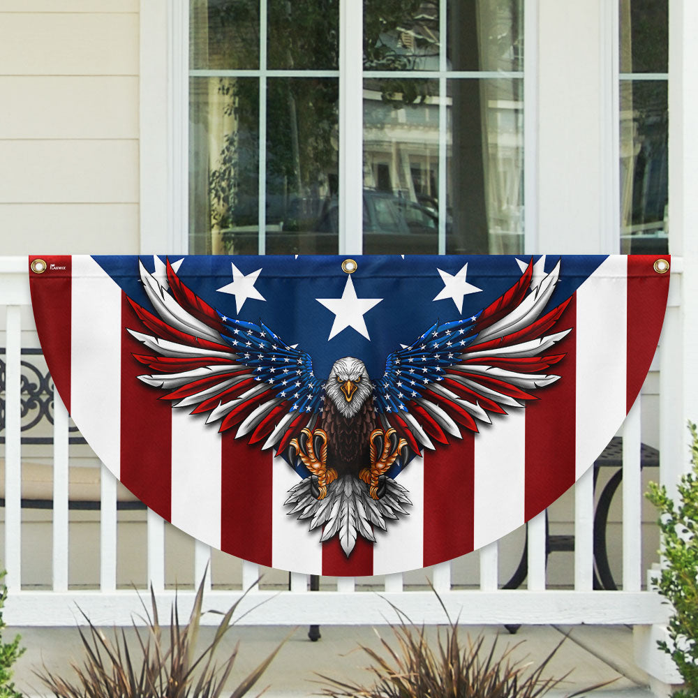 Patriotic Eagle Non-Pleated Fan Flag for Independence Day
