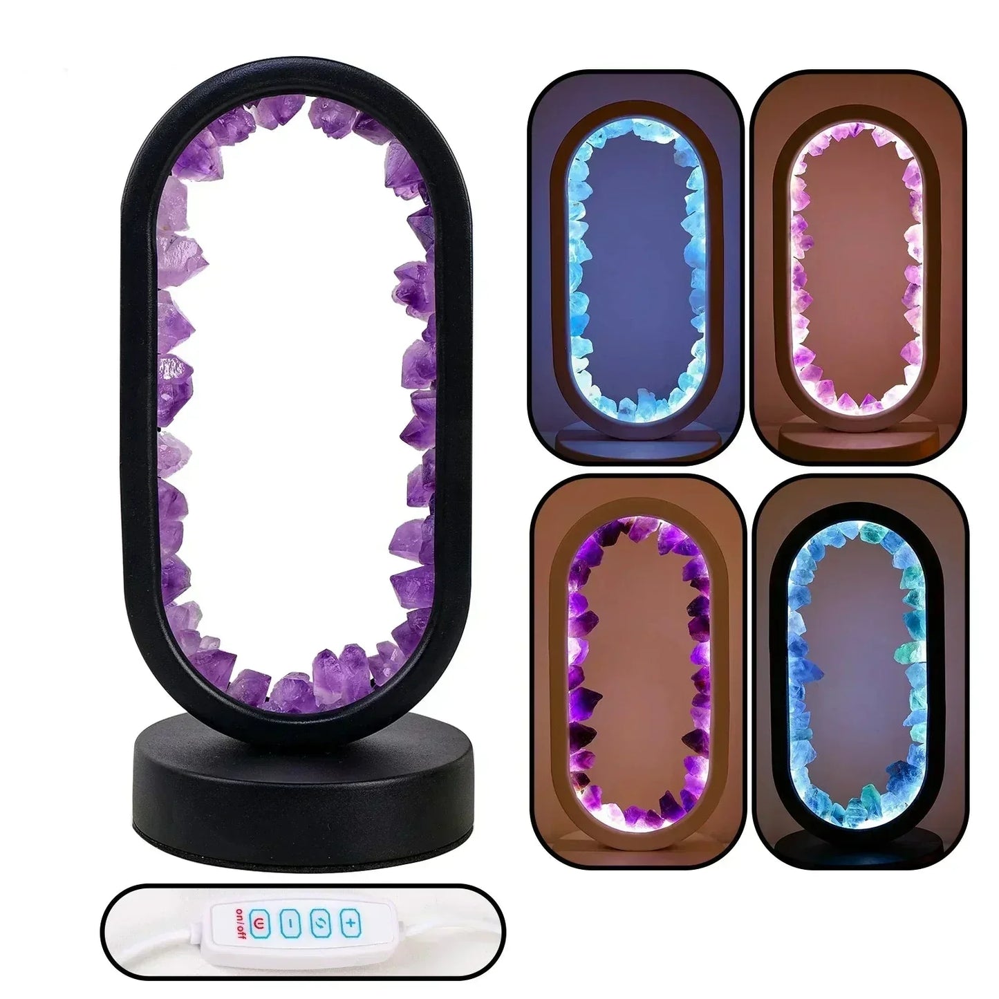 Crystal Table Lamp with Amethyst Glow and Warm LED Light