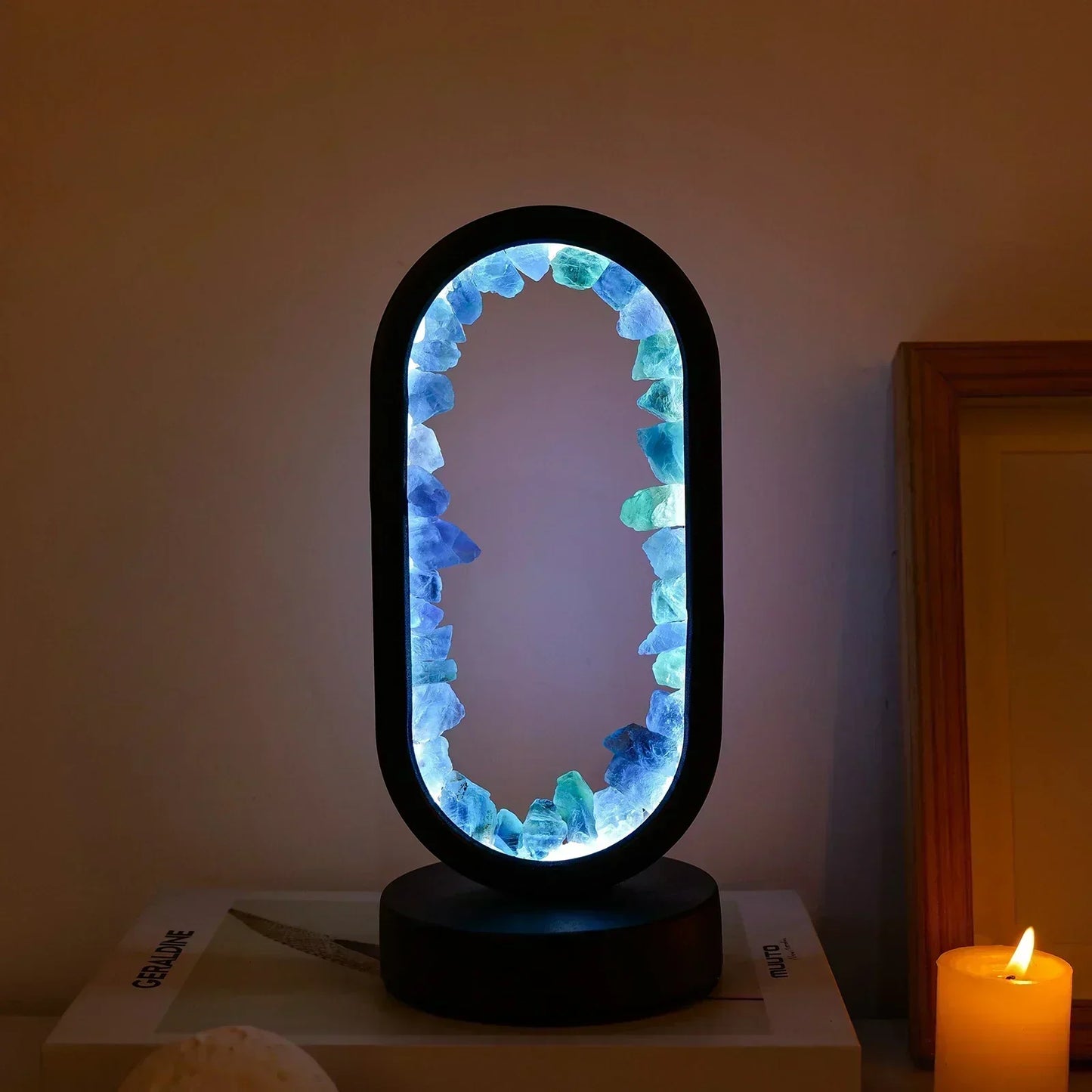 Crystal Table Lamp with Amethyst Glow and Warm LED Light
