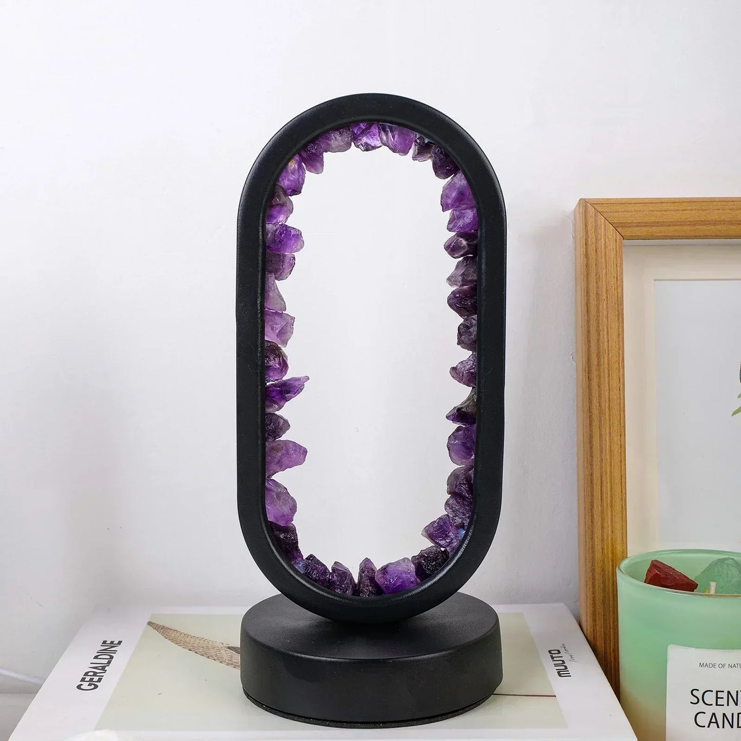 Crystal Table Lamp with Amethyst Glow and Warm LED Light