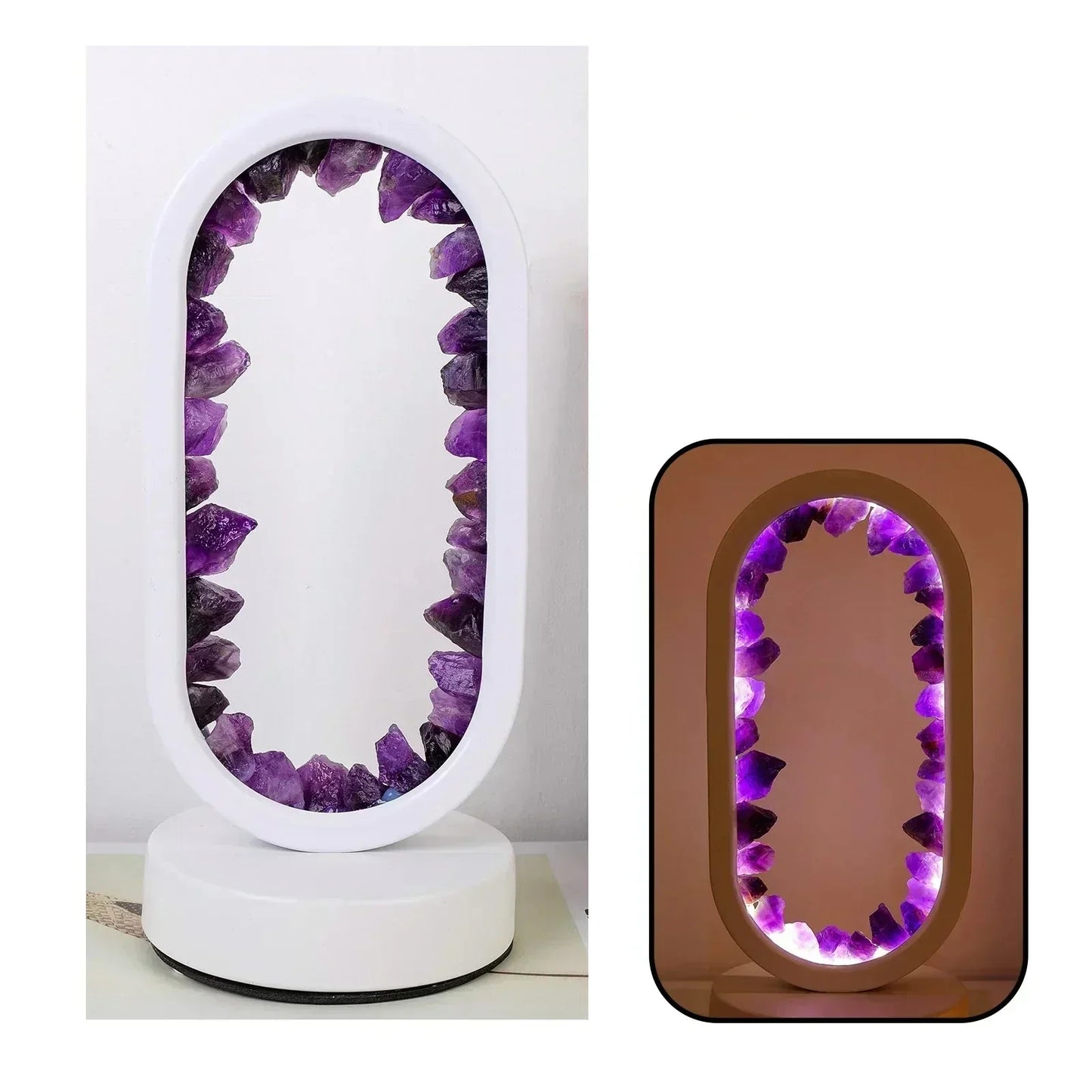 Crystal Table Lamp with Amethyst Glow and Warm LED Light