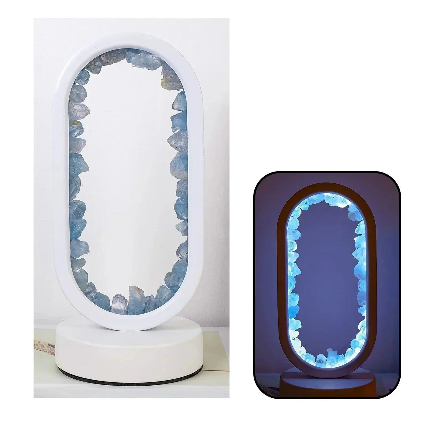 Crystal Table Lamp with Amethyst Glow and Warm LED Light