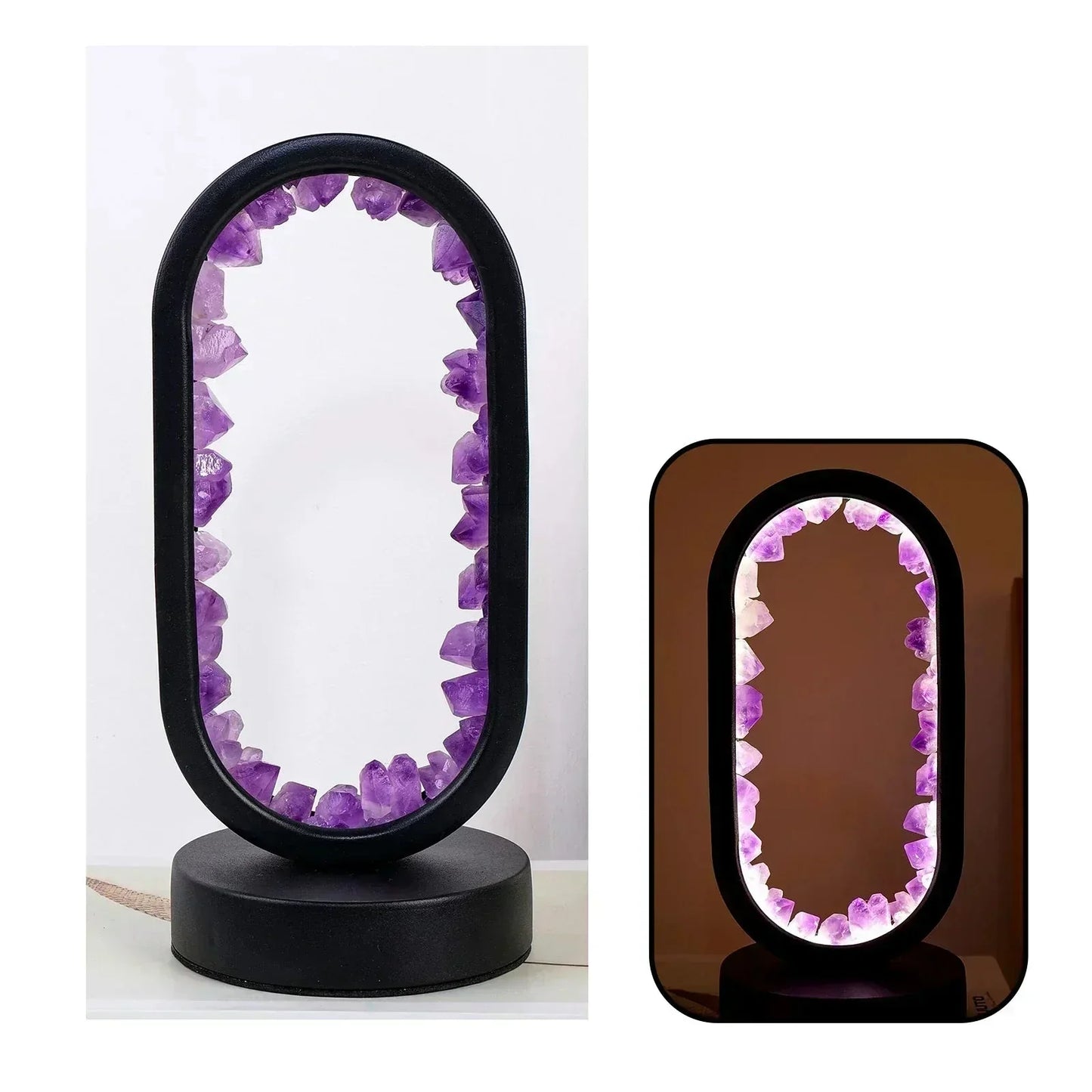 Crystal Table Lamp with Amethyst Glow and Warm LED Light