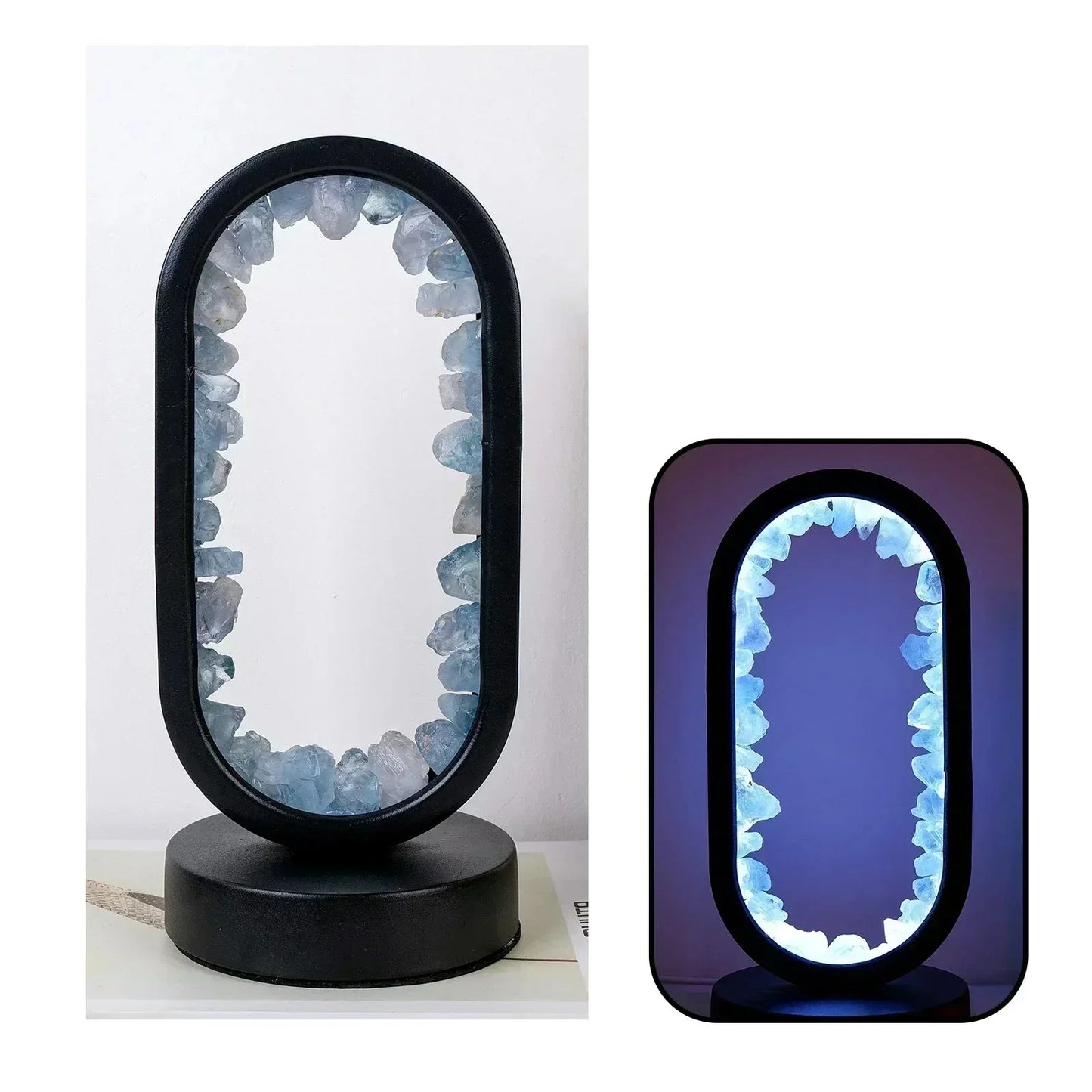 Crystal Table Lamp with Amethyst Glow and Warm LED Light