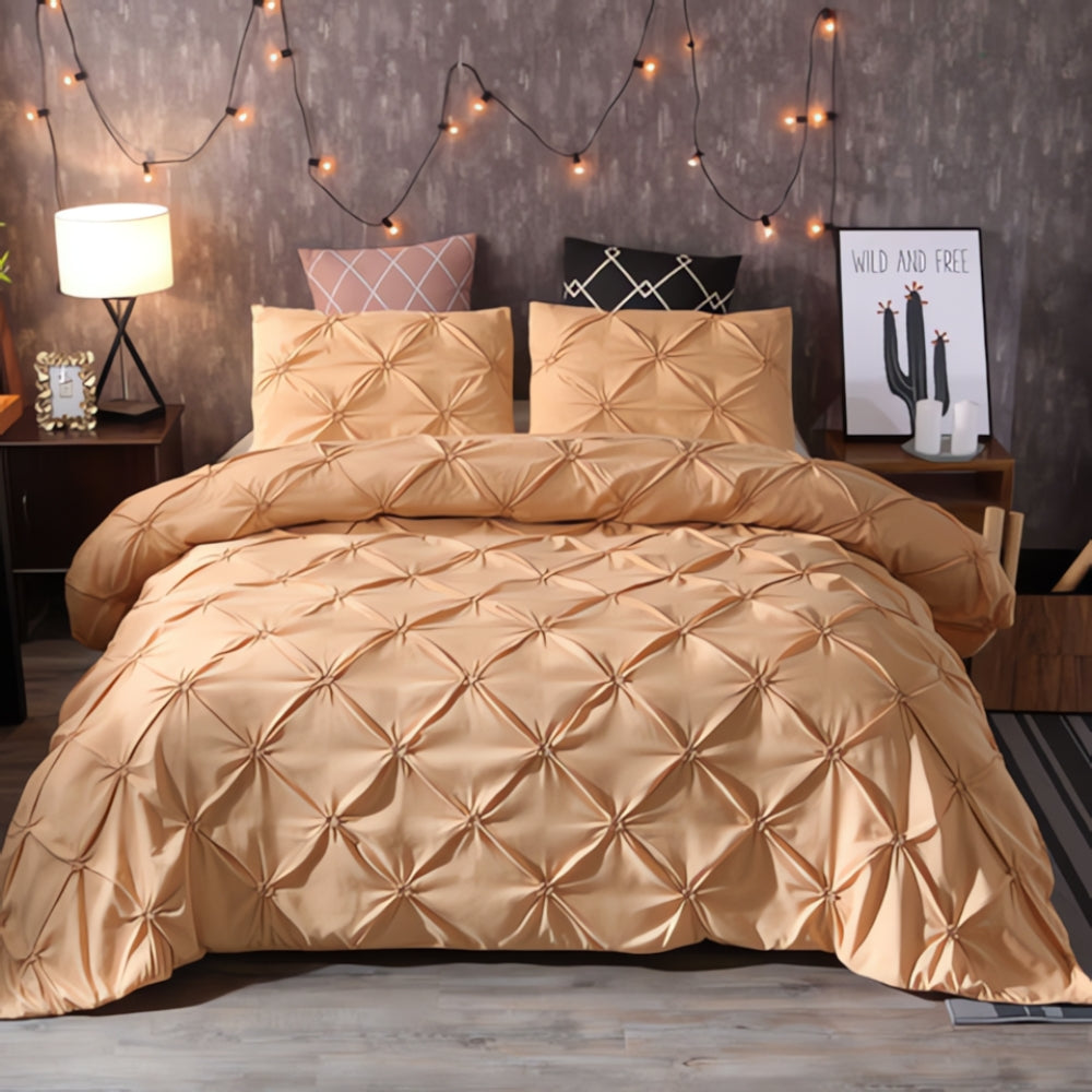Luxury Pinch Pleat Duvet Cover Set - Soft Microfiber, Wrinkle-Resistant