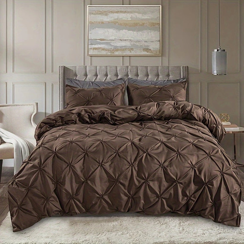 Luxury Pinch Pleat Duvet Cover Set with Pillowcases