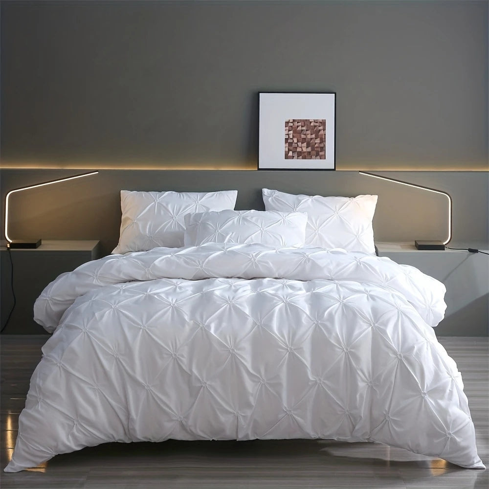 Luxury Pinch Pleat Duvet Cover Set with Pillowcases