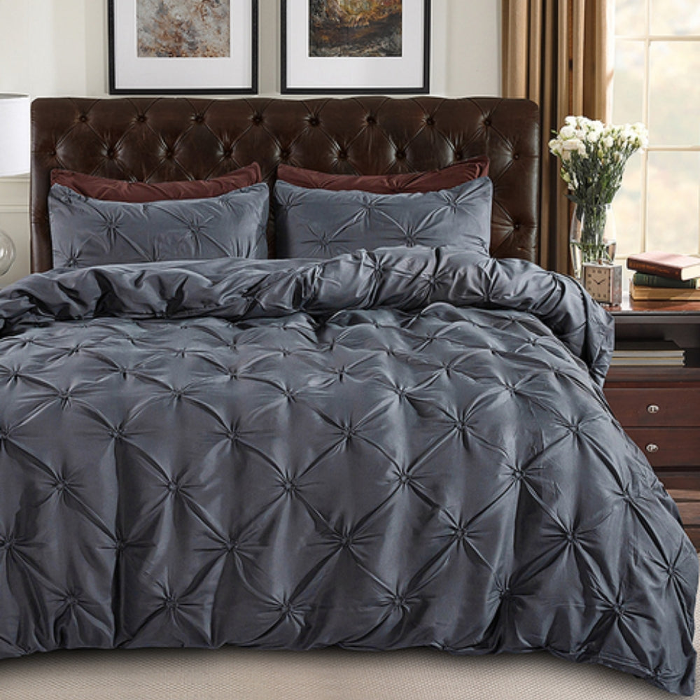 Luxury Pinch Pleat Duvet Cover Set - Soft Microfiber, Wrinkle-Resistant