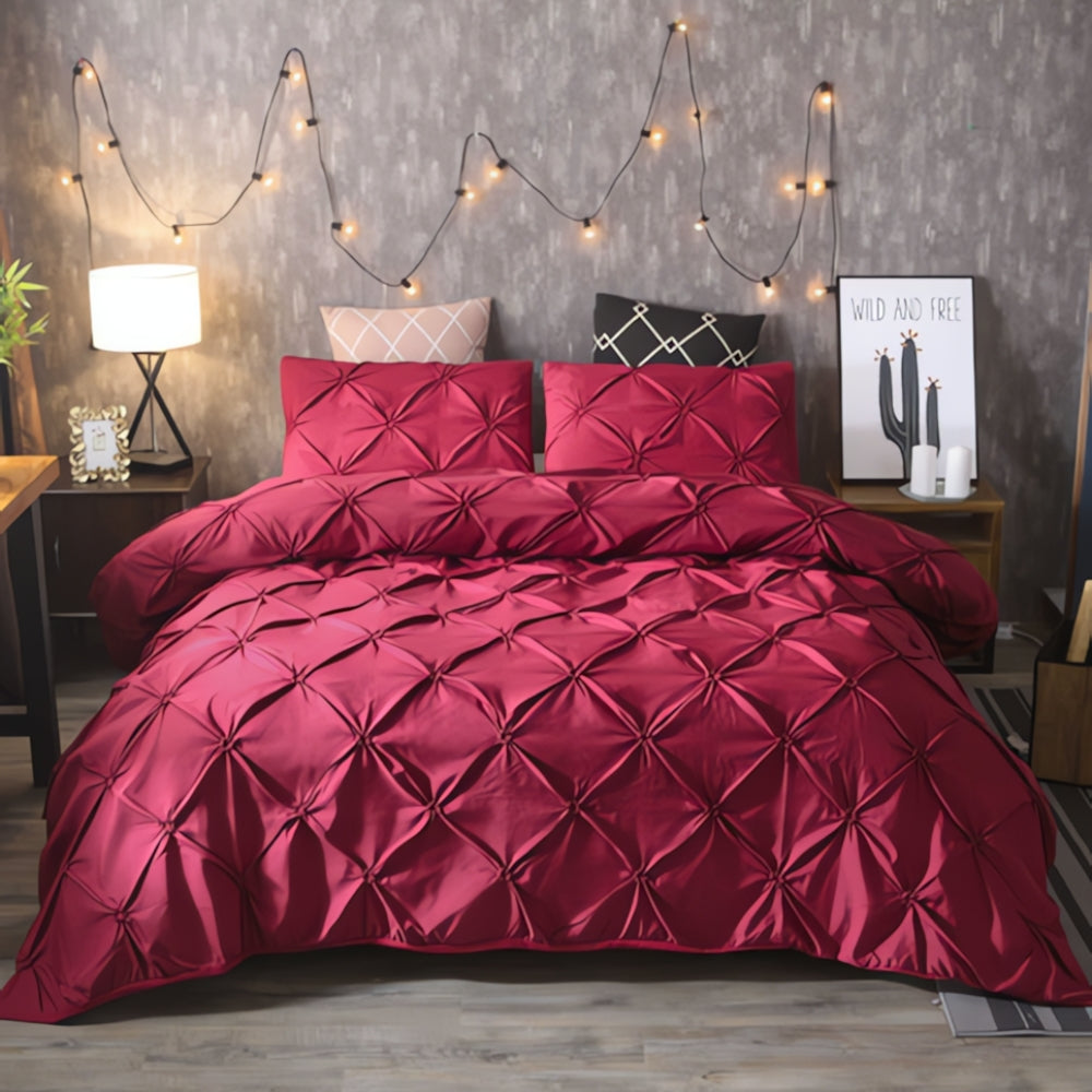 Luxury Pinch Pleat Duvet Cover Set - Soft Microfiber, Wrinkle-Resistant