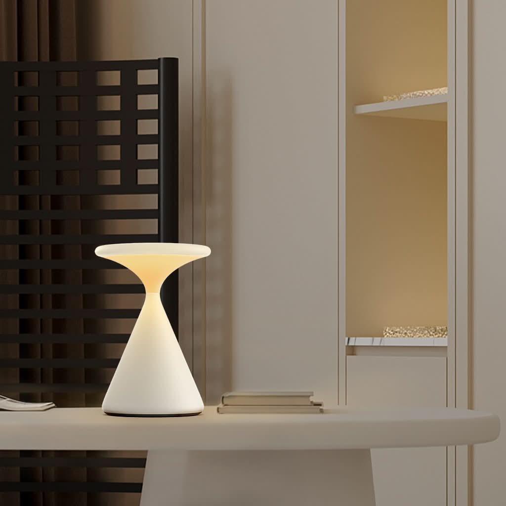 Cordless LED Touch Dimmer Table Lamp in Hourglass Design