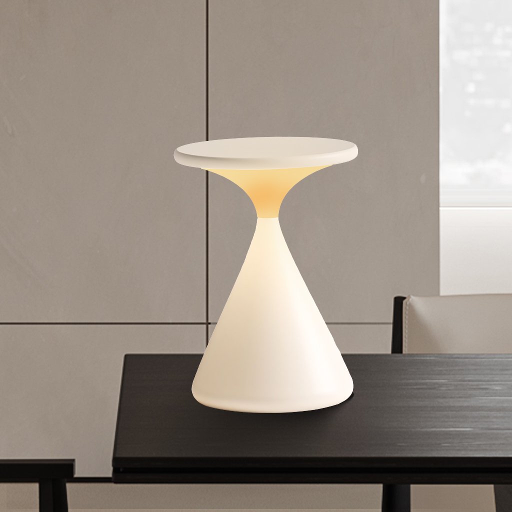 Dimmable Wireless Hourglass Table Lamp in Matte White