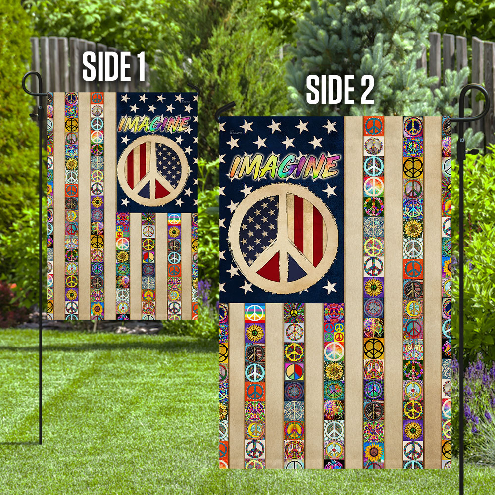 Double-Sided Peace Sign Hippie Flag - Custom Canvas Decor