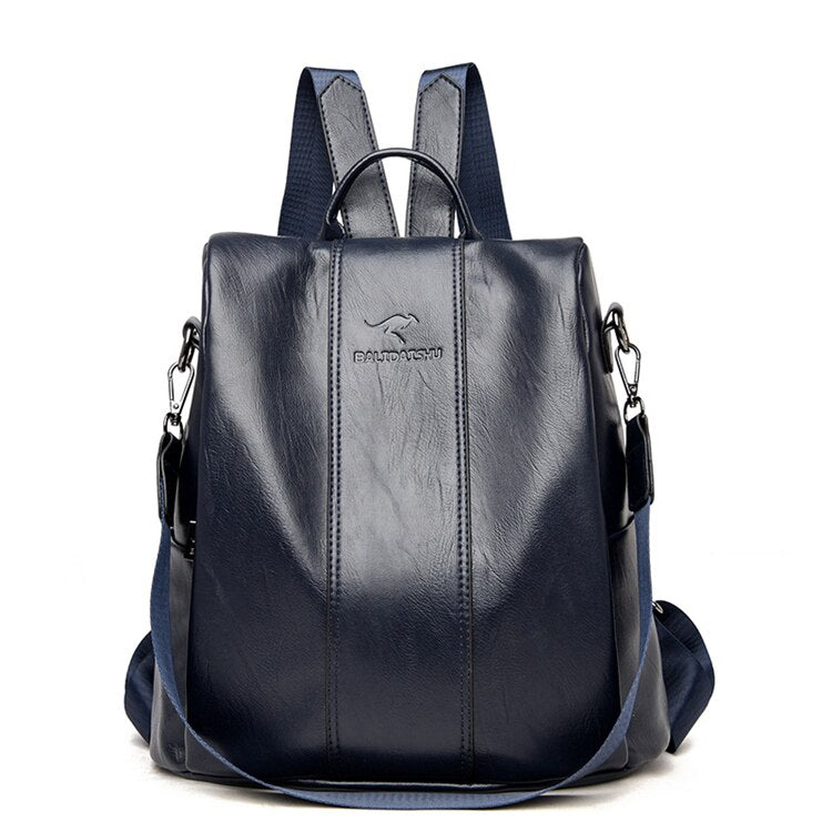 Anti-Theft Vintage Leather Backpack for Women
