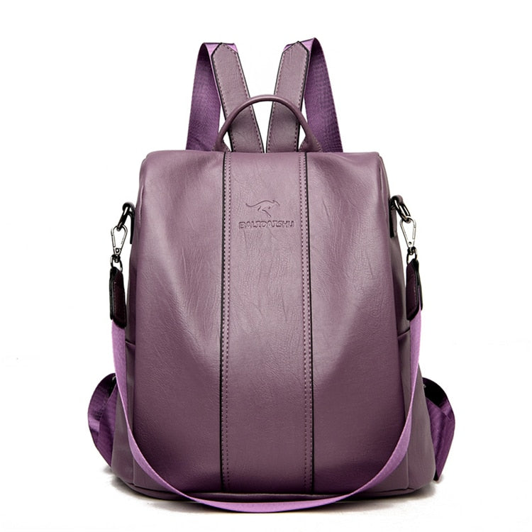Anti-Theft Vintage Leather Backpack for Women