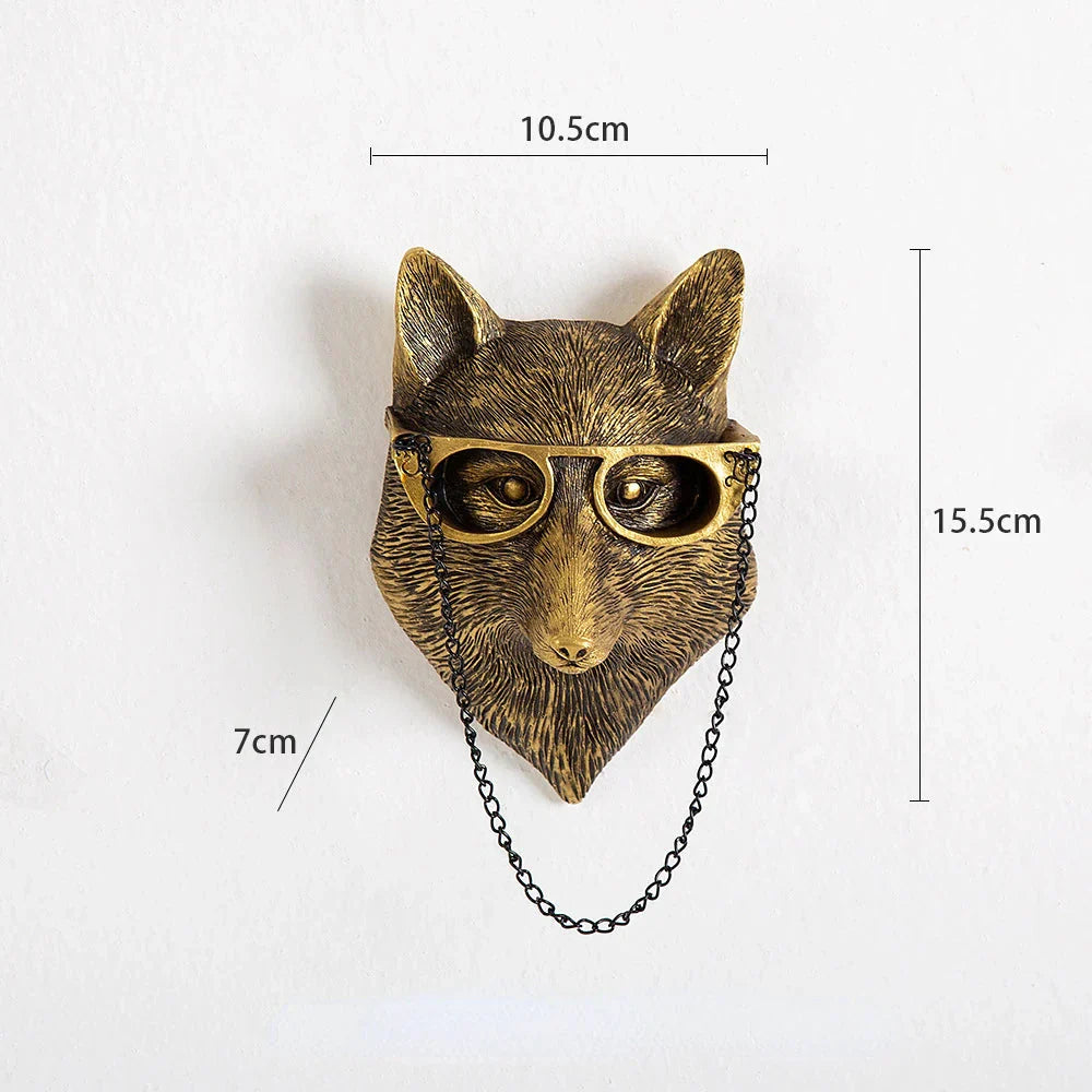 Antique Bronze Deer Head Wall Hook Decorative Resin Figurine