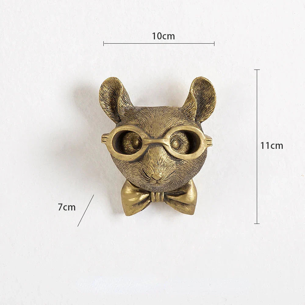 Antique Bronze Deer Head Wall Hook Decorative Resin Figurine