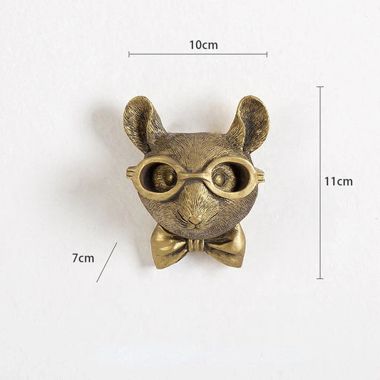 Antique Bronze Deer Head Wall Hook Decorative Resin Figurine