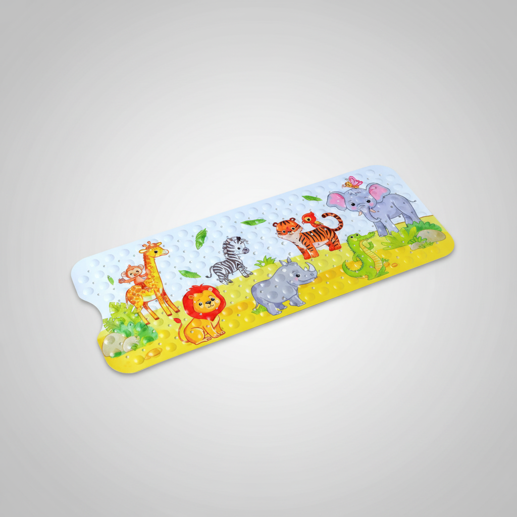 Non-Slip Shower Mat with Suction Cups and Cartoon Design