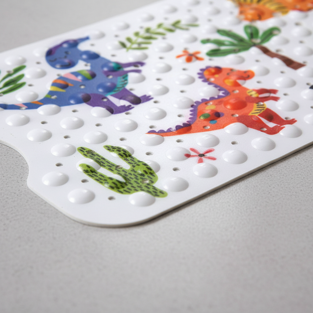 Non-Slip Shower Mat with Suction Cups and Cartoon Design