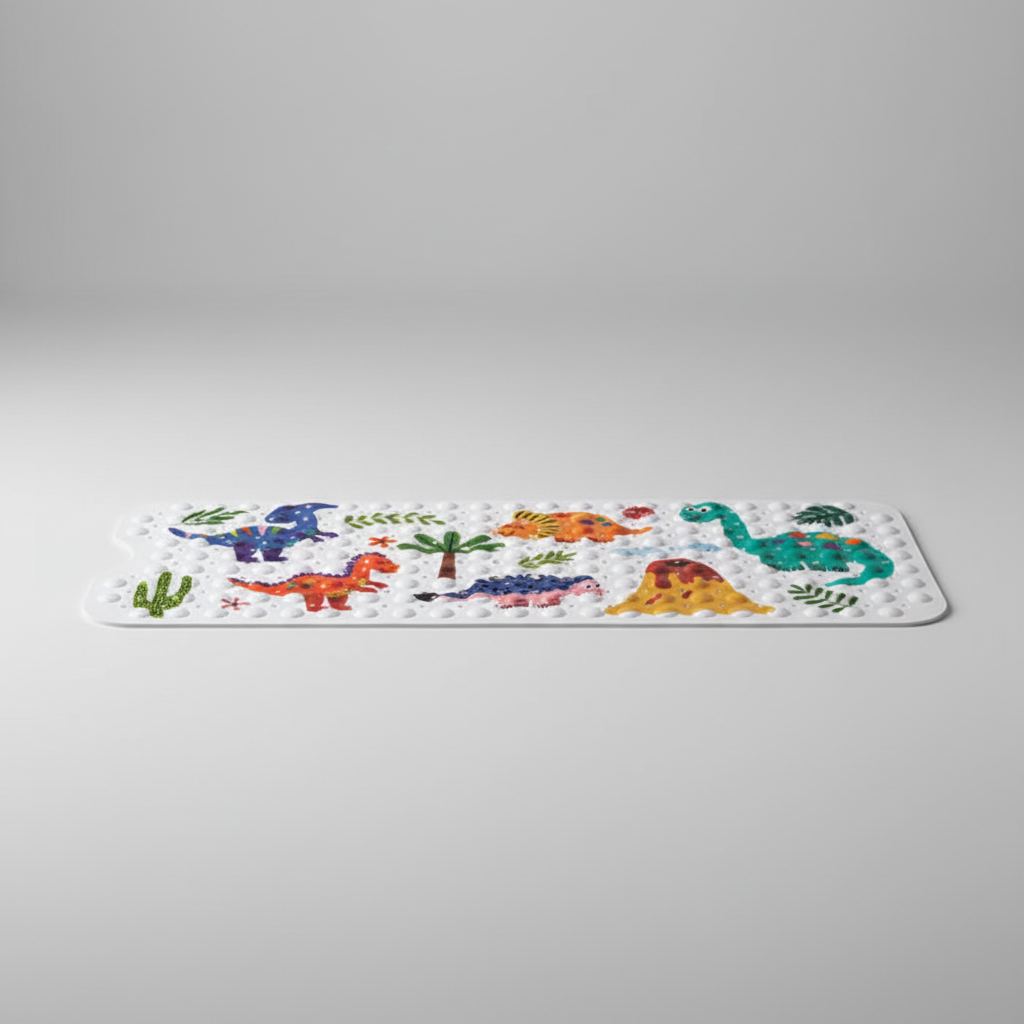Non-Slip Shower Mat with Suction Cups and Cartoon Design
