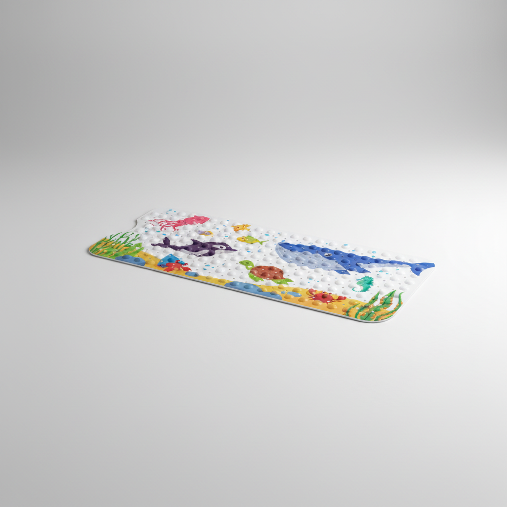 Non-Slip Shower Mat with Suction Cups and Cartoon Design