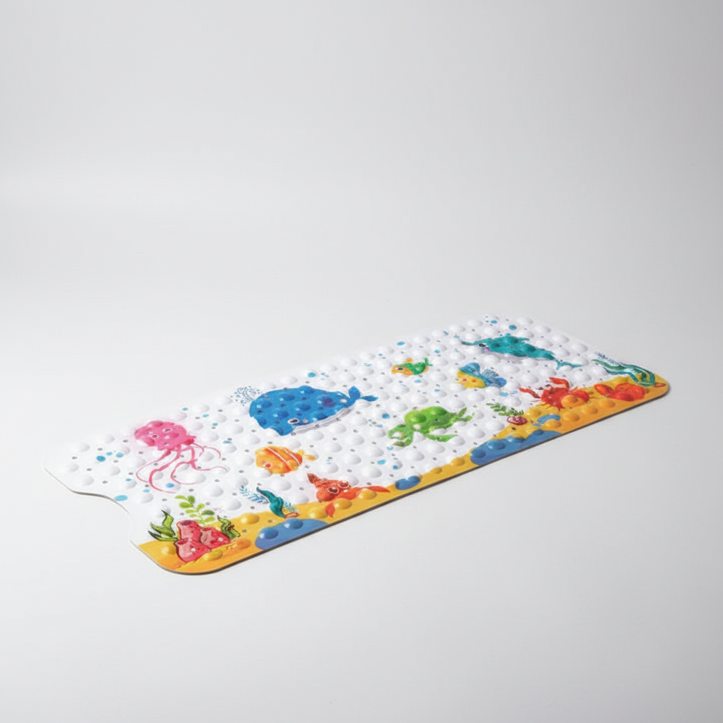 Non-Slip Shower Mat with Suction Cups and Cartoon Design