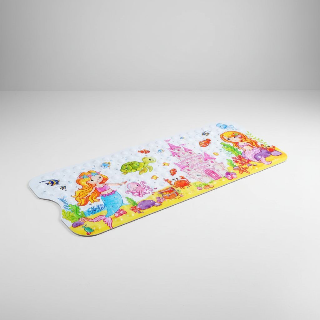 Non-Slip Shower Mat with Suction Cups and Cartoon Design