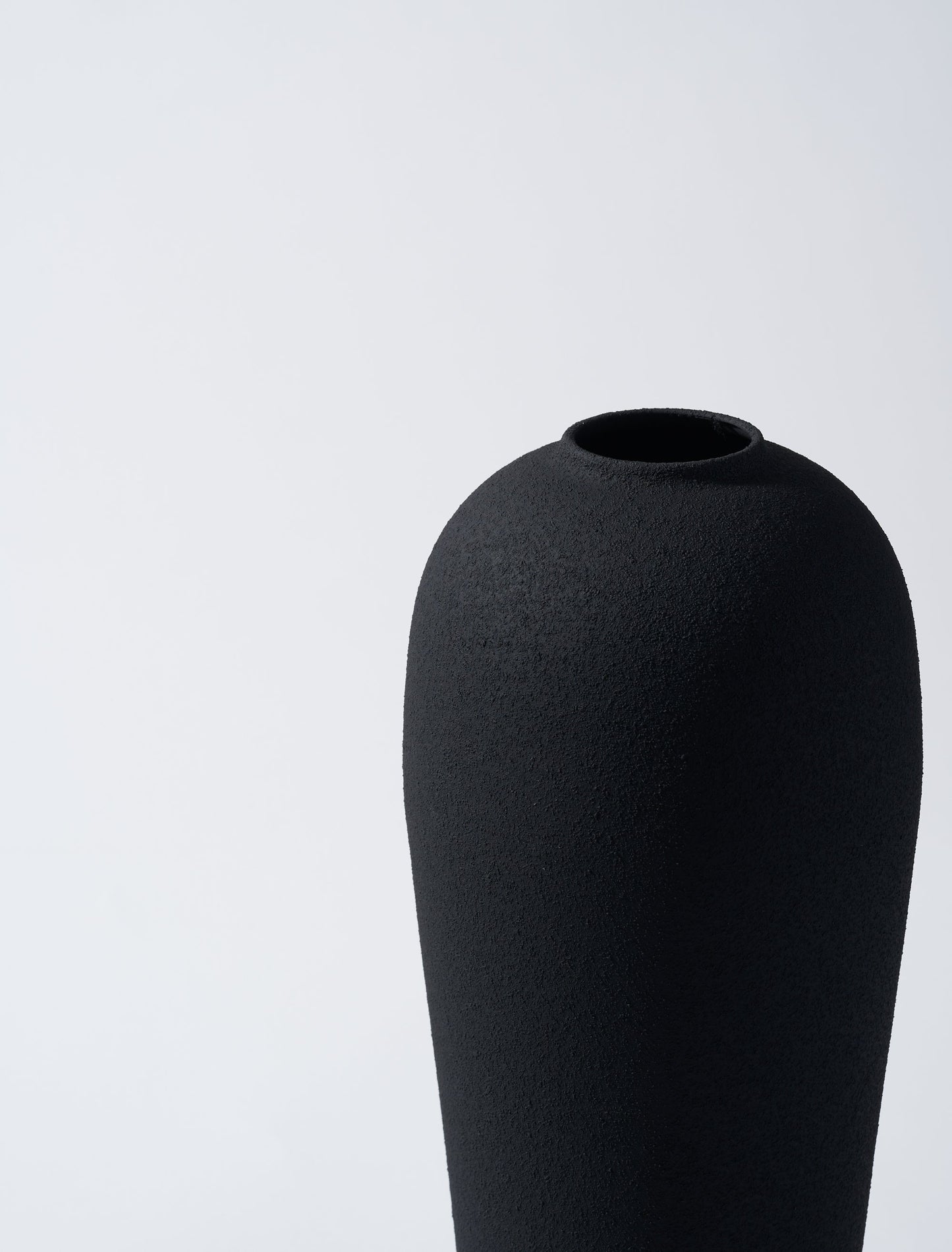Modern Black Ceramic Vase with Textured Finish