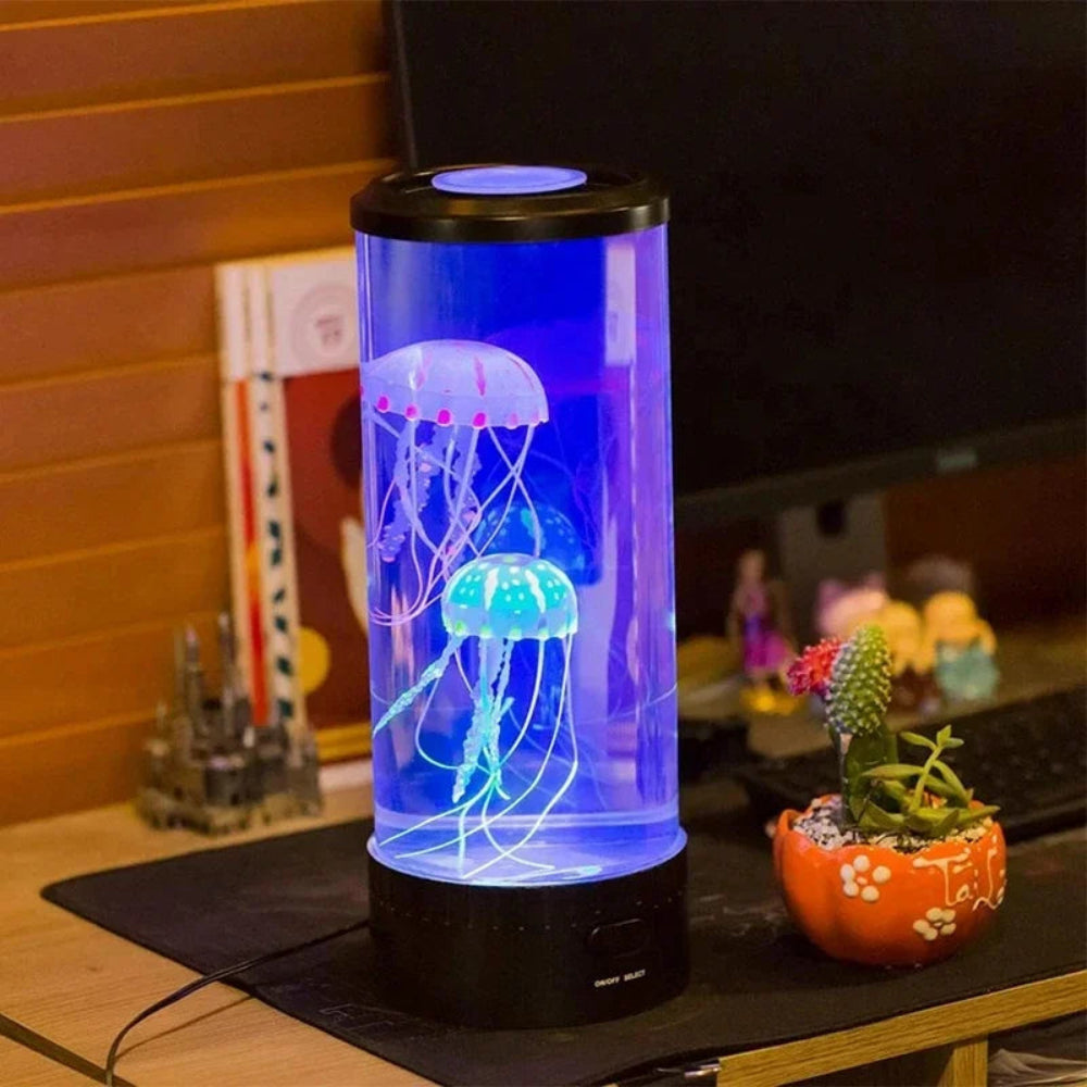 LED Jellyfish Lamp with Color-Changing Ambient Light