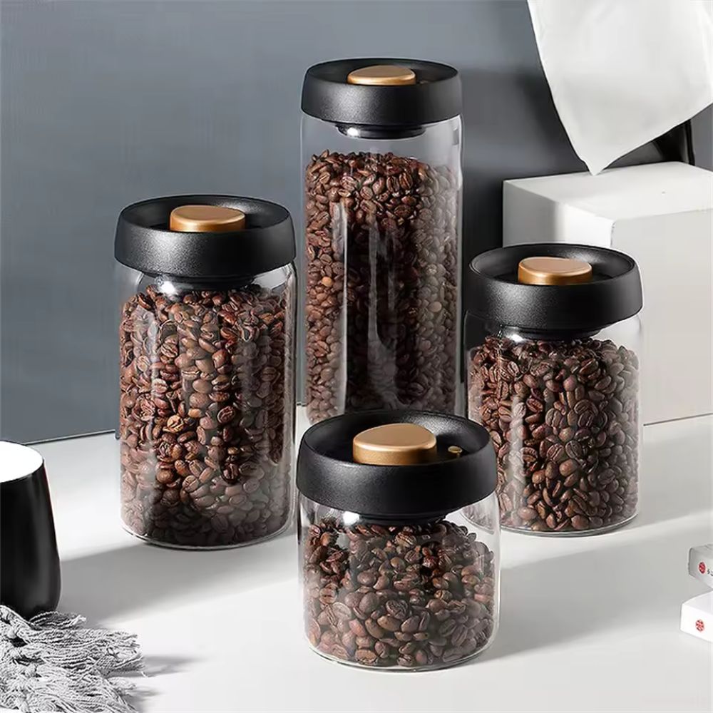 Vacuum-Sealed Glass Coffee Canister
