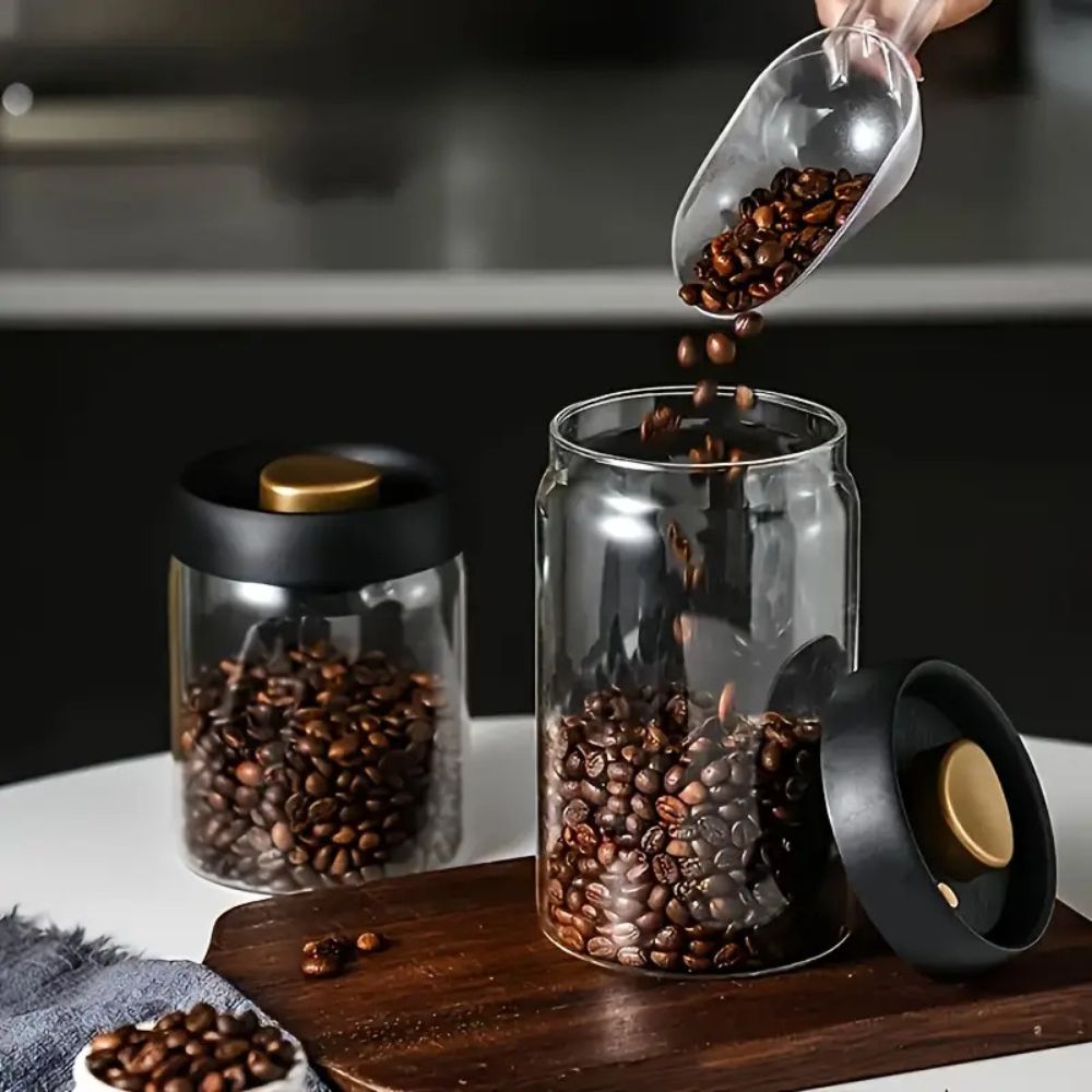 Vacuum-Sealed Glass Coffee Canister
