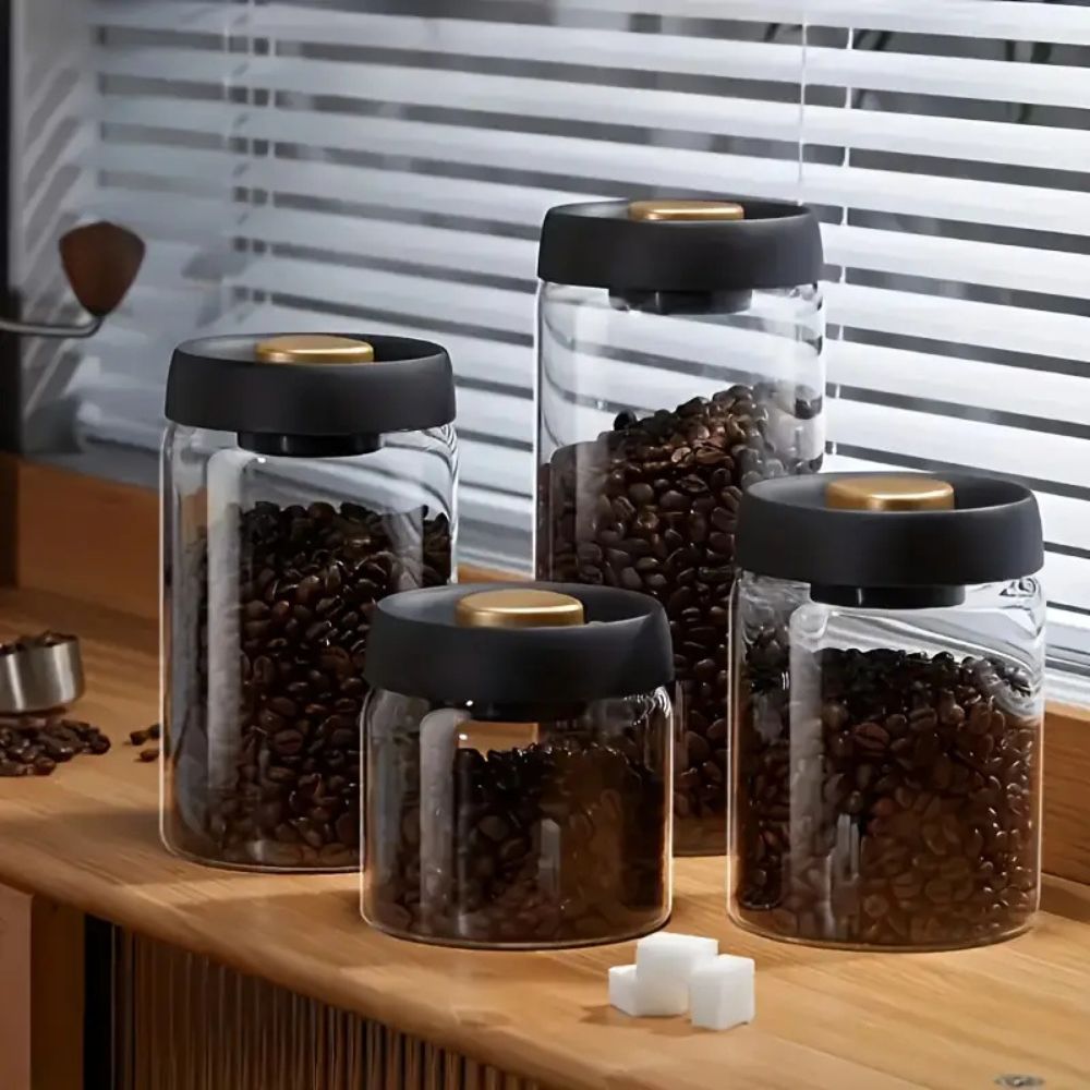 Vacuum-Sealed Glass Coffee Canister