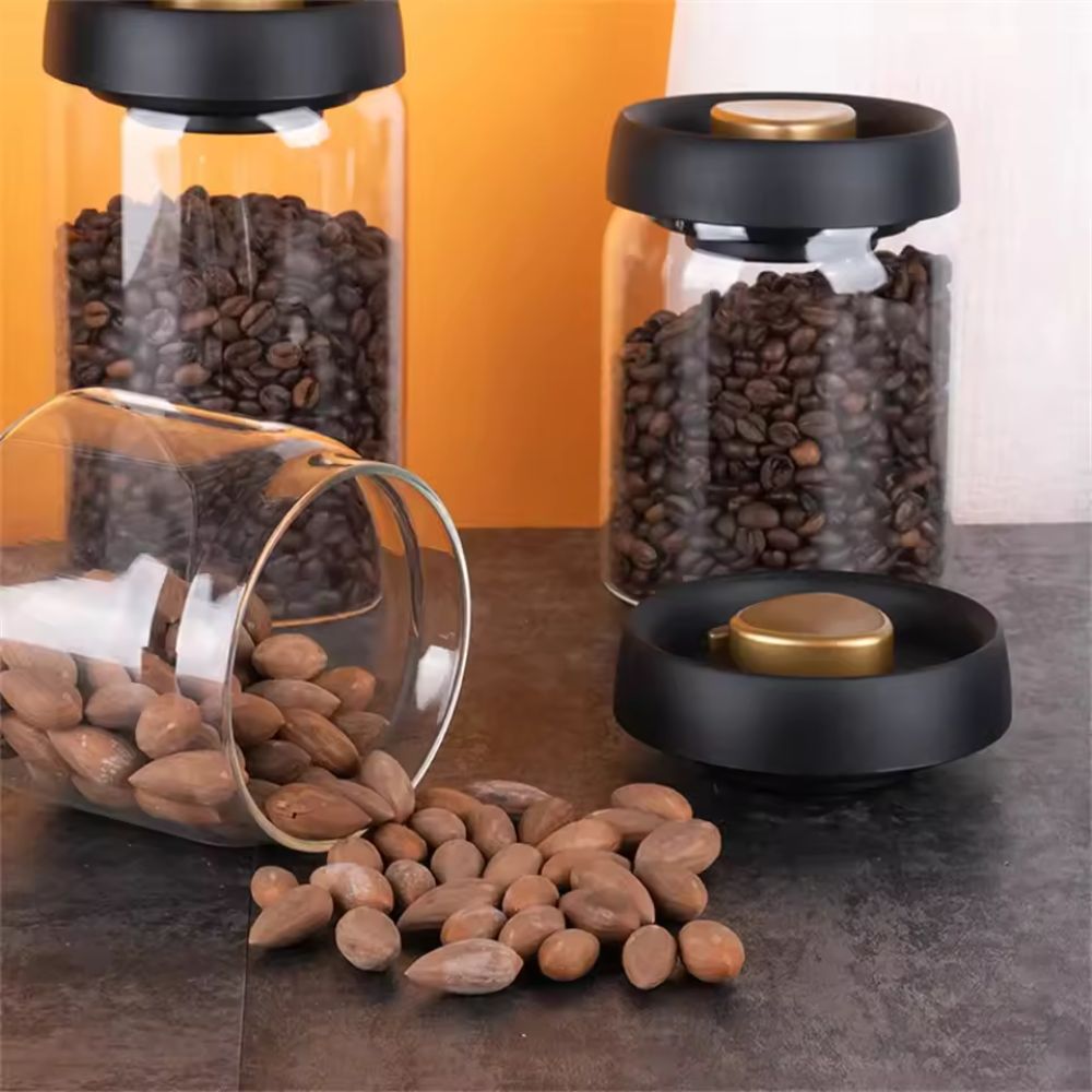 Vacuum-Sealed Glass Coffee Canister