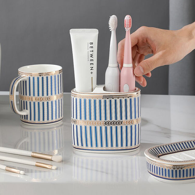 Luxury Art Deco Ceramic Bathroom Accessory Holder
