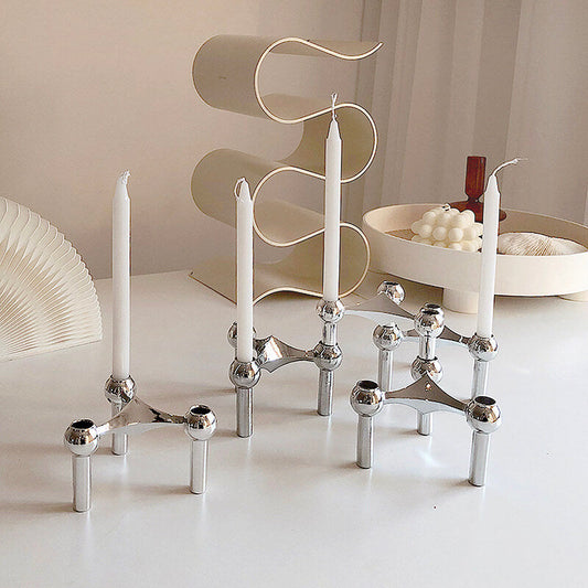 Artistic Metal Candle Holder in Alloy Finish