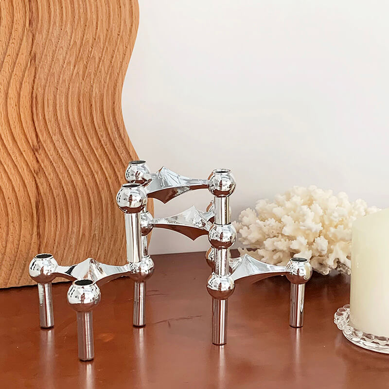 Artistic Metal Candle Holder in Alloy Finish