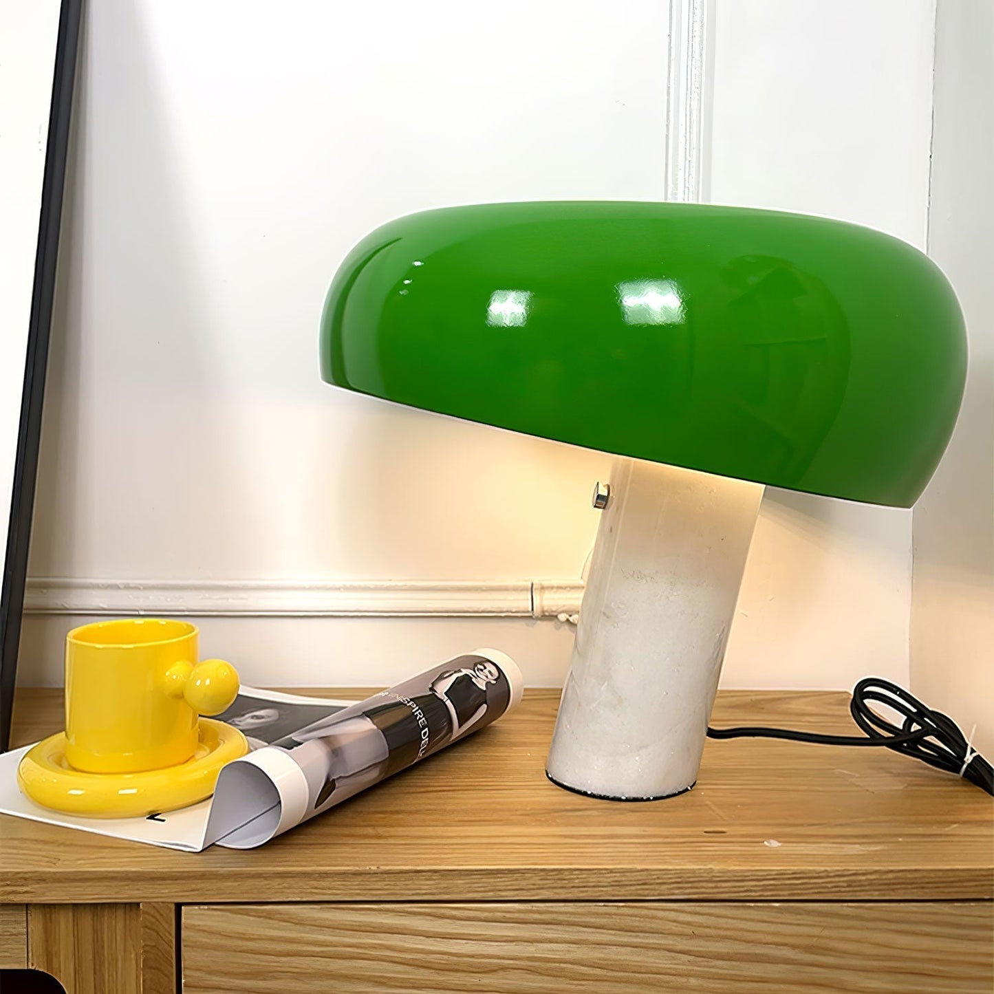 Modern Marble Base Table Lamp with Semi-Round Shade