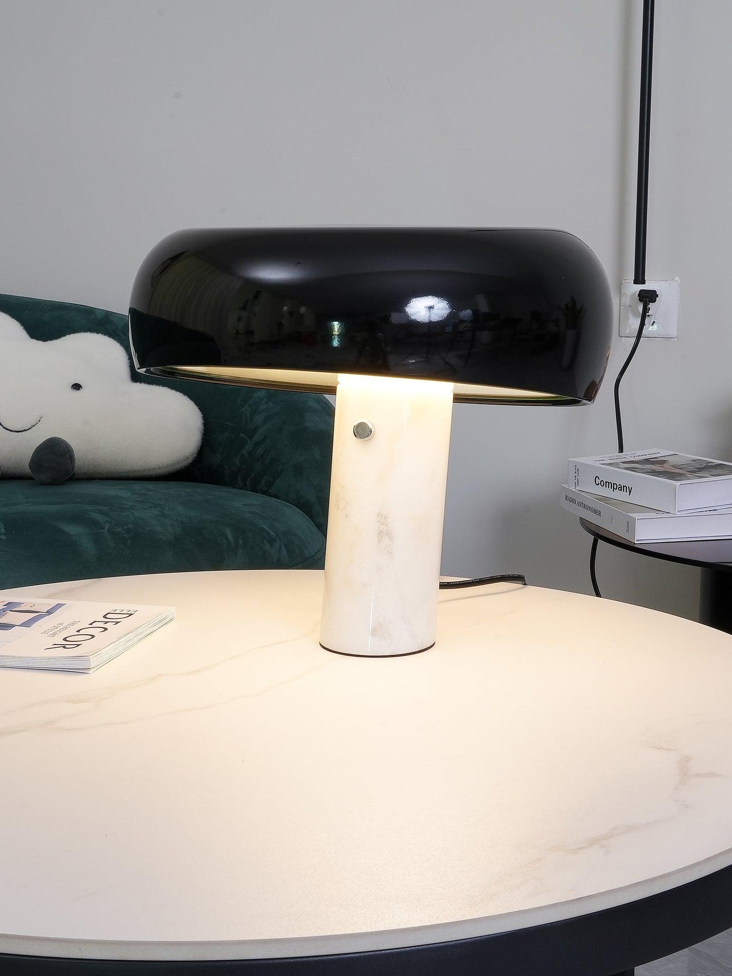 Modern Marble Base Table Lamp with Semi-Round Shade