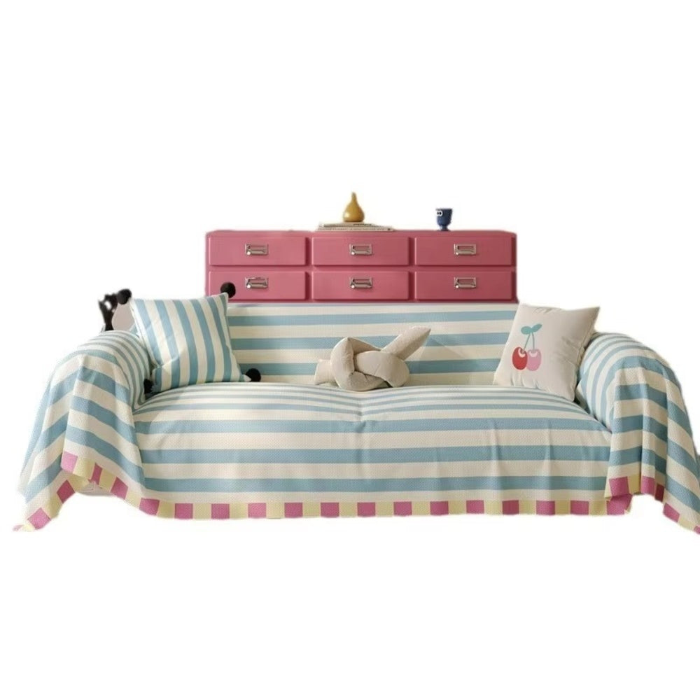 Pastel Striped Microfiber Sofa Cover