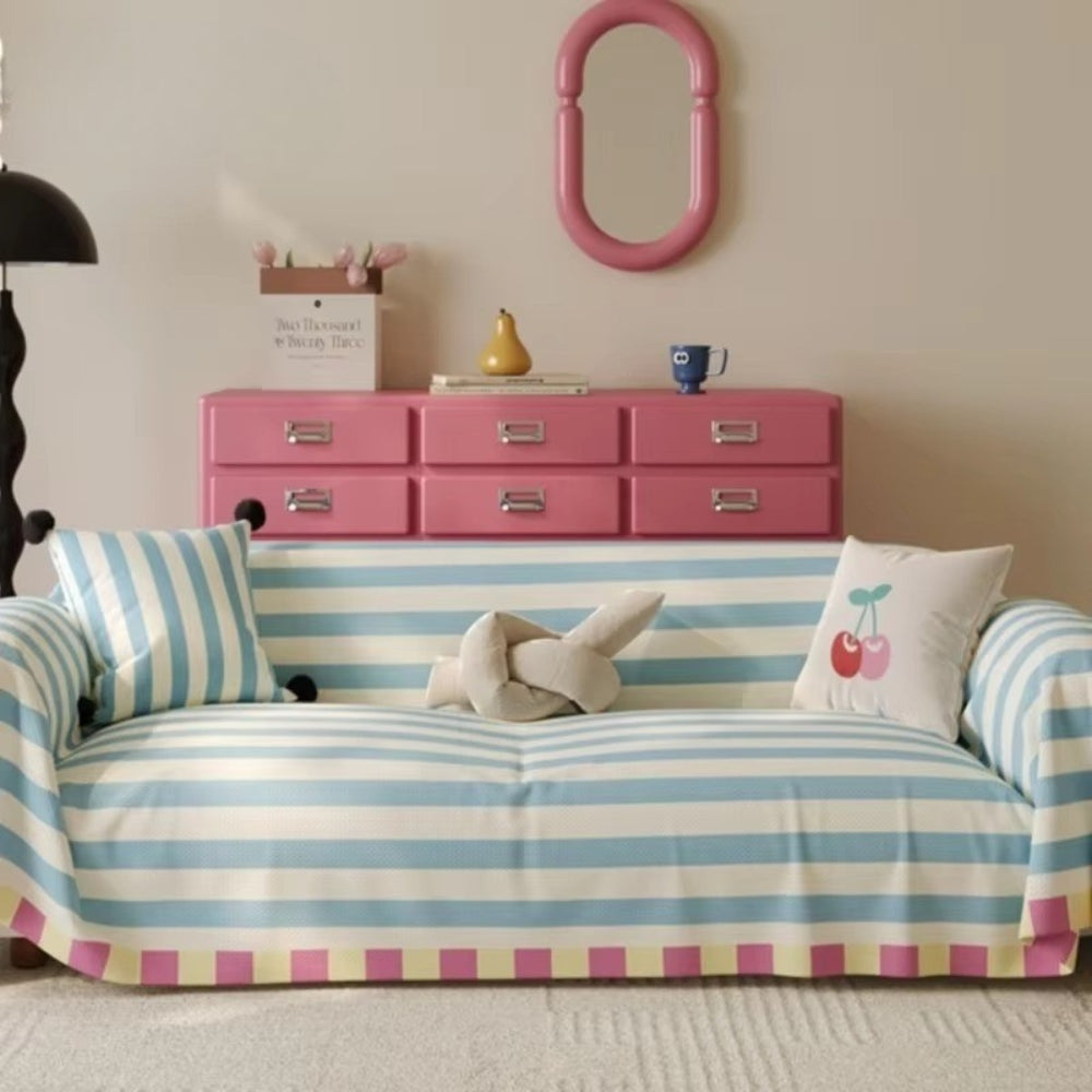 Pastel Striped Microfiber Sofa Cover
