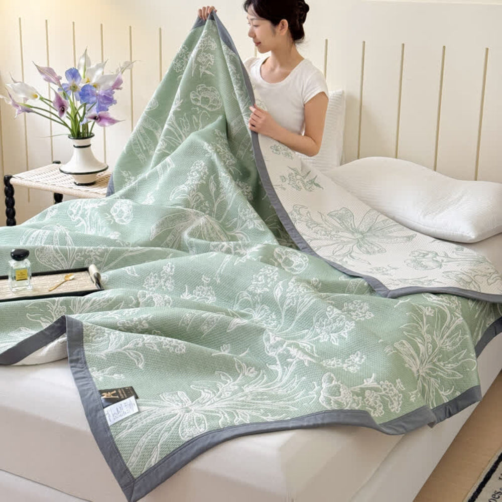 Reversible Floral Cotton Gauze Blanket