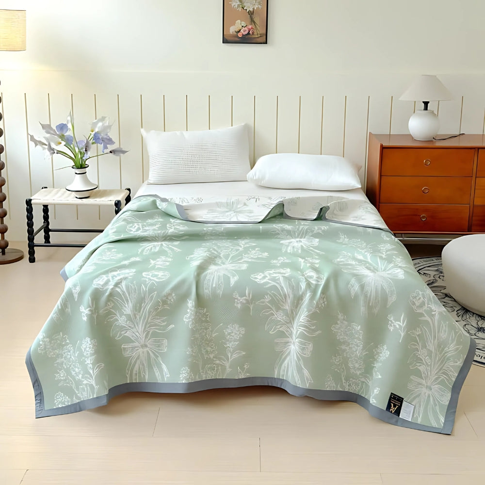 Reversible Floral Cotton Gauze Blanket