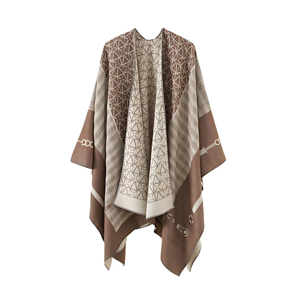 Geometric Acrylic Poncho Shawl for Layering