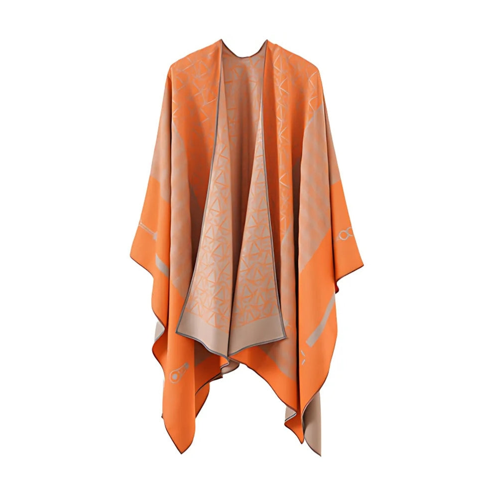 Geometric Acrylic Poncho Shawl for Layering