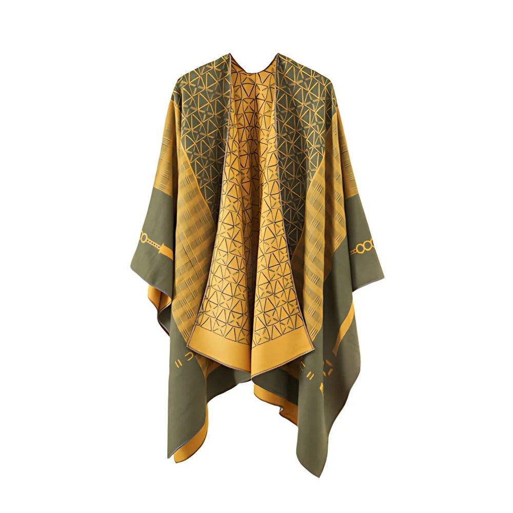 Geometric Acrylic Poncho Shawl for Layering