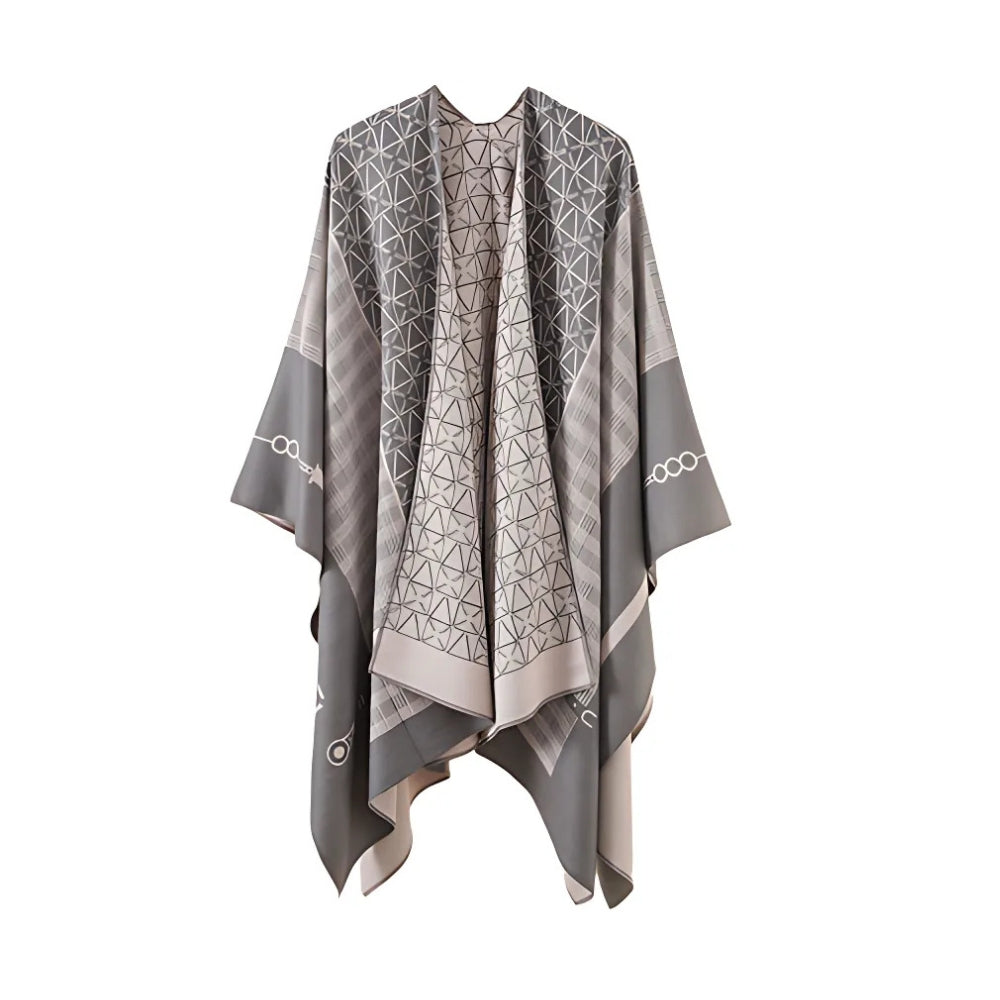 Geometric Acrylic Poncho Shawl for Layering