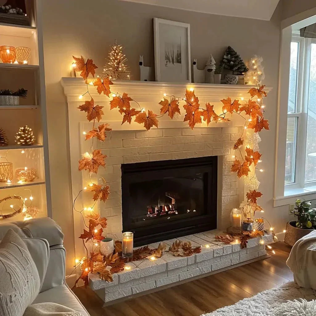 LED Decorative String Lights with Green Branches for Cozy Ambiance